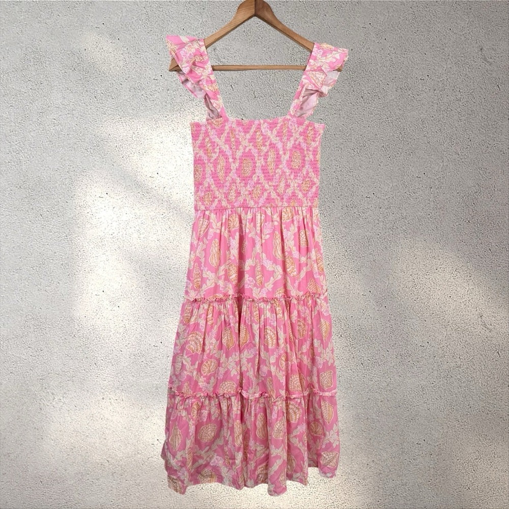 Sail to Sable x Palm Beach Lately Seashell Flutter Sleeve Dress Sz M - Picture 6 of 7